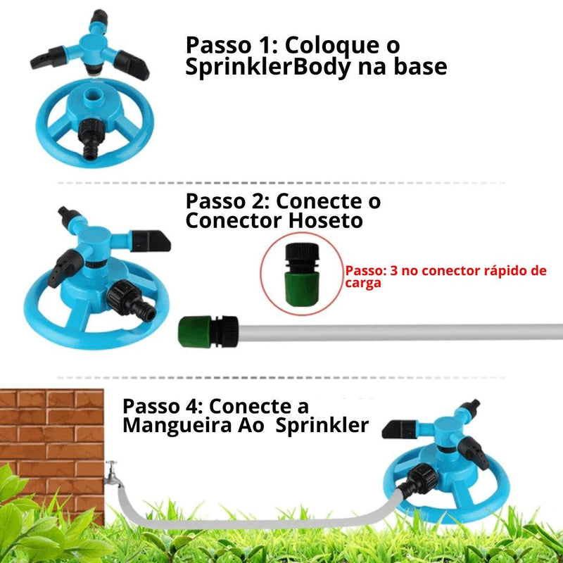 Aspersores Giratórios Automáticos 360° Com Pulverizador De 3 Braços - SpinGarden™