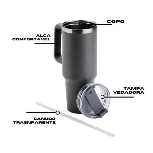 Copo Térmico Grande 1200 ML C/ Canudo